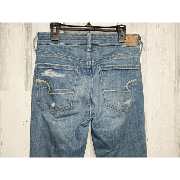 American Eagle Jeans Hi Rise Jeggings Women’s 2 Short Distressed Blue - Picture 4 of 6